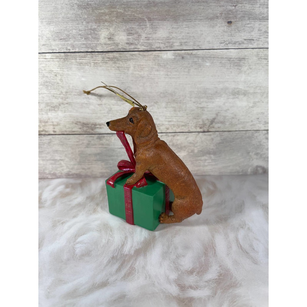 Danbury Mint Delightful Dachshunds Christmas Ornament All Wrapped Up - Picture 3 of 5